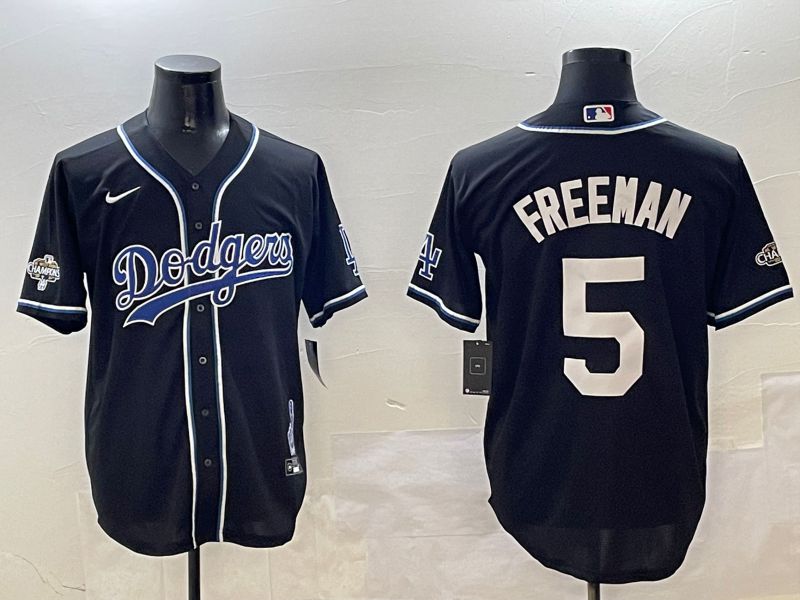 Men Los Angeles Dodgers #5 Freeman Black Fashion Game 2025 Nike MLB Jersey style 306